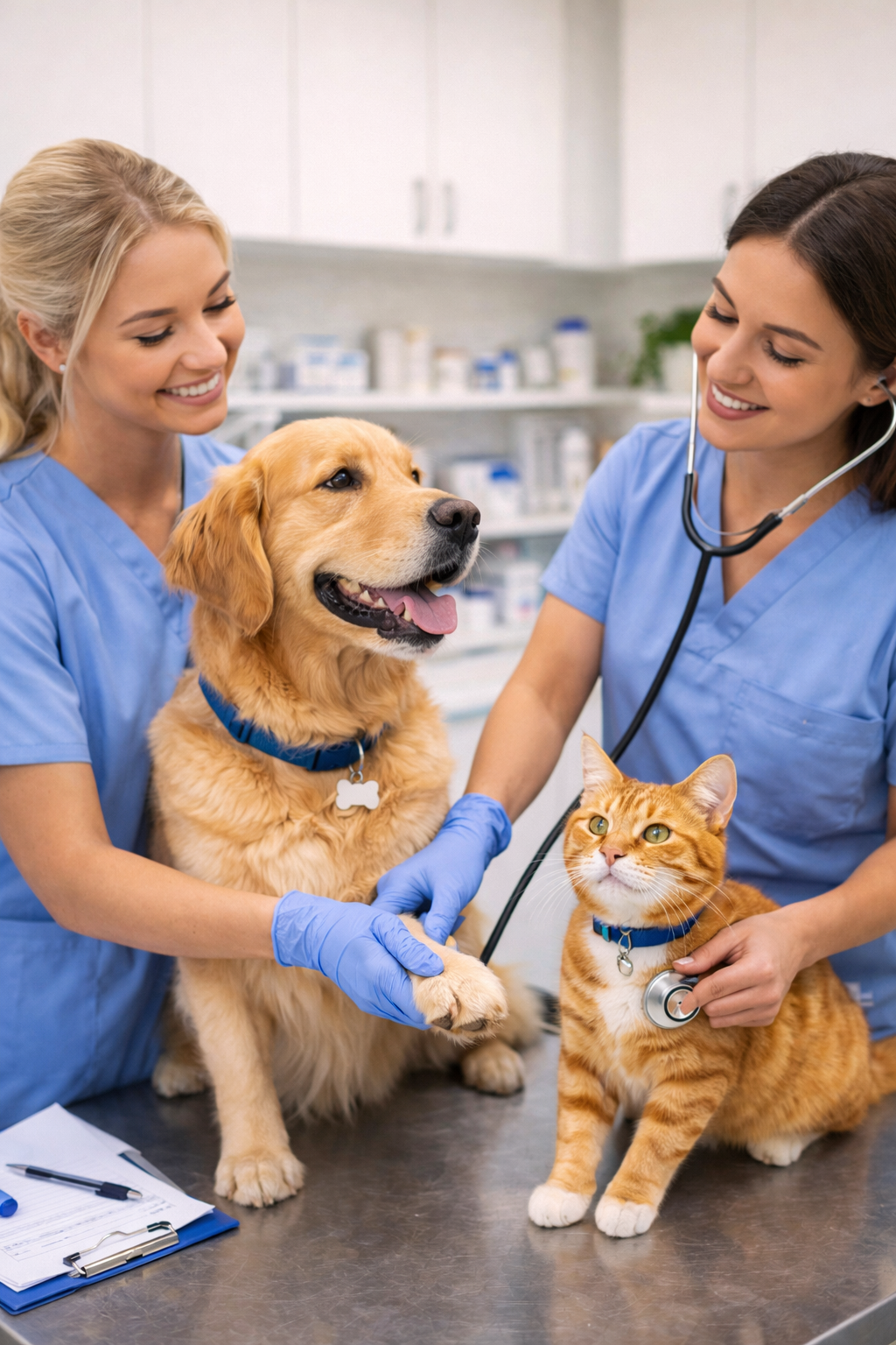 Veterinary care in exam room
